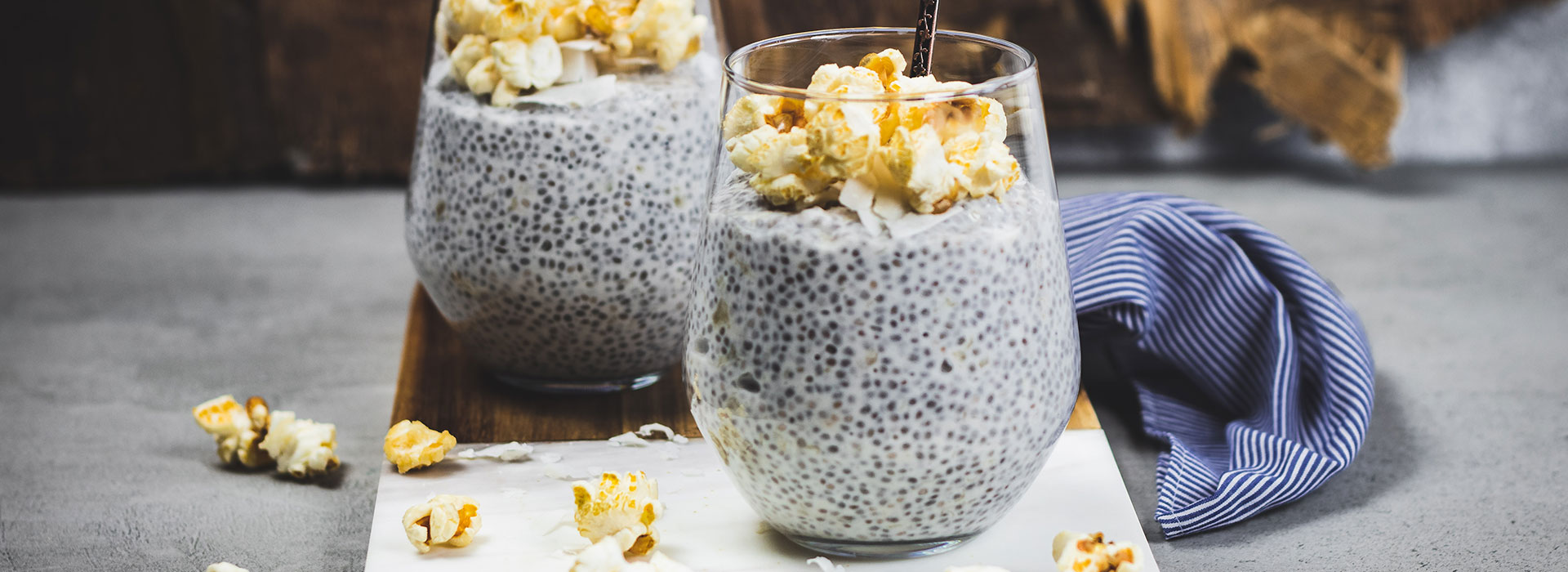 Chiapudding mit Popcorn